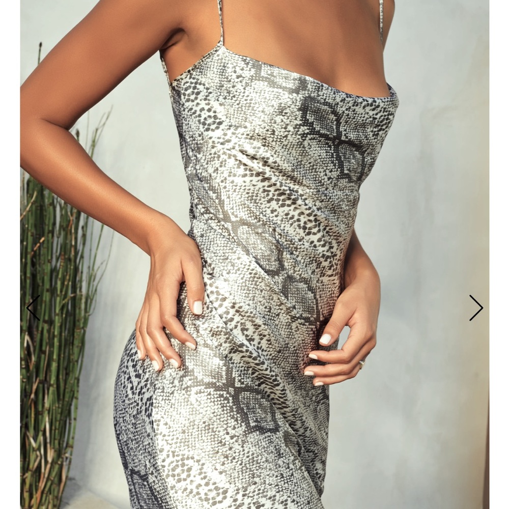Snake print slip mini dress